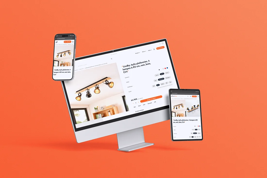 Mockup of Luminâme's product page on all device